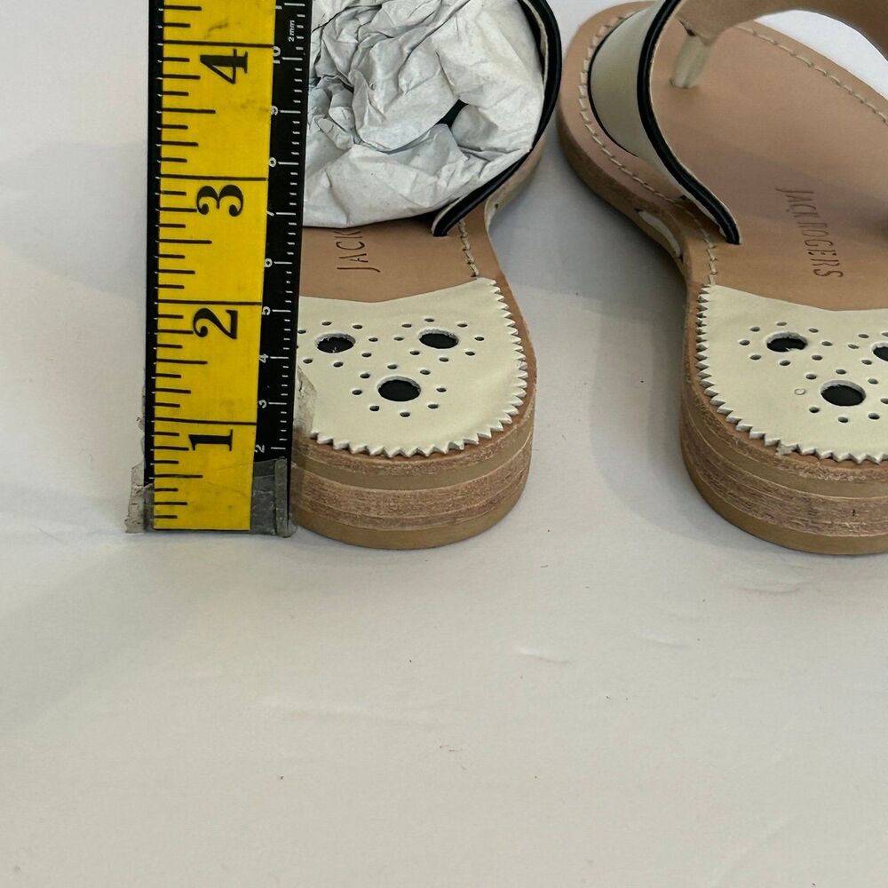 Jack Rogers Sandal’s Women’s Size 7.5M Color Cream Black Tan Made in Brazil - Picture 12 of 12